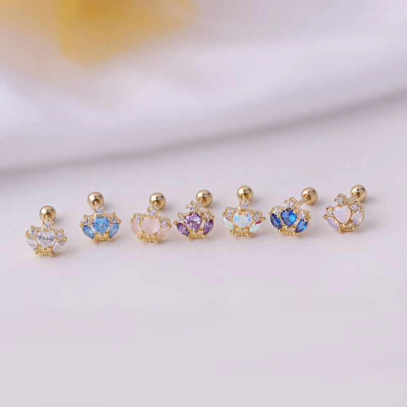 0.8mm Titanium Steel Earrings Multi-color Zircon Single Distributor