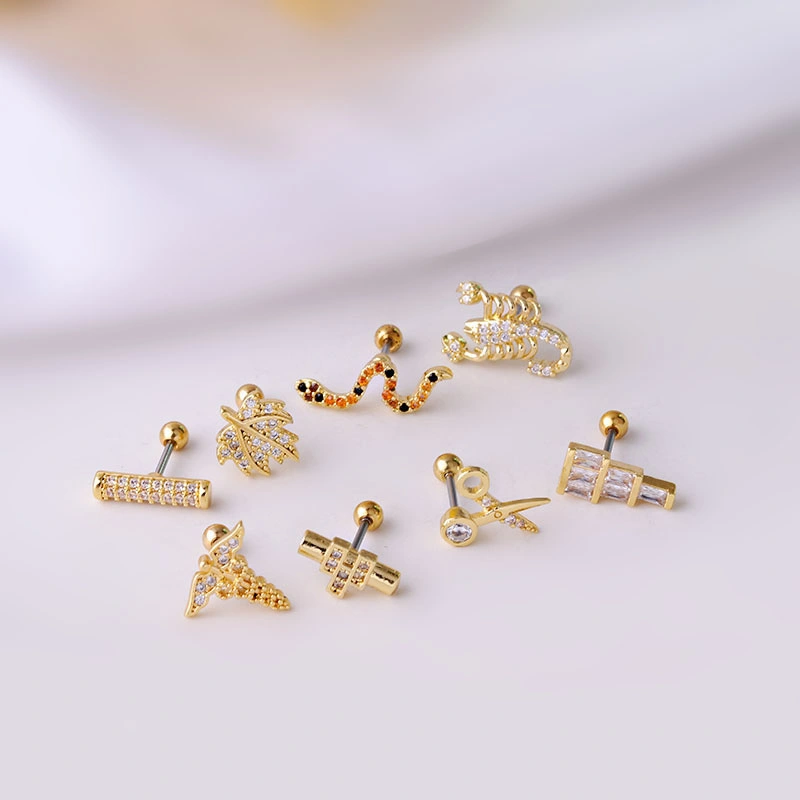 0.8mm Titanium Steel Thin Rod Screw Ball Animal Earrings Single Supplier