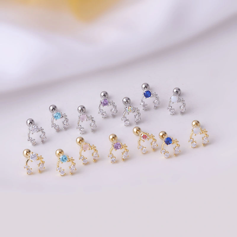 0.8mm Titanium Steel Thin Rod Zircon Earrings Single Distributor