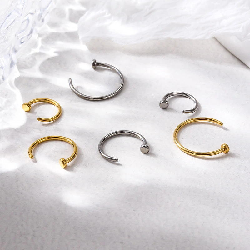 0.8×6/8/10mc Titanium G23/f136 Titanium Fashion Nose Ring Distributors