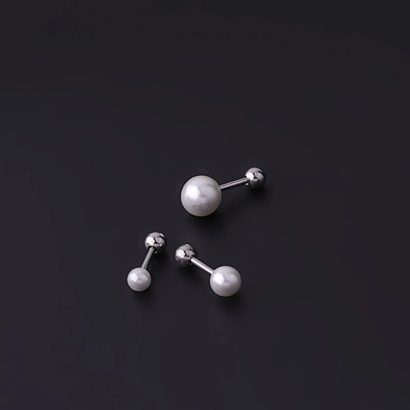 1.2mm Thick Rod Titanium Steel Pearl Screw Fashion Single Ear Bone Stud Manufacturers