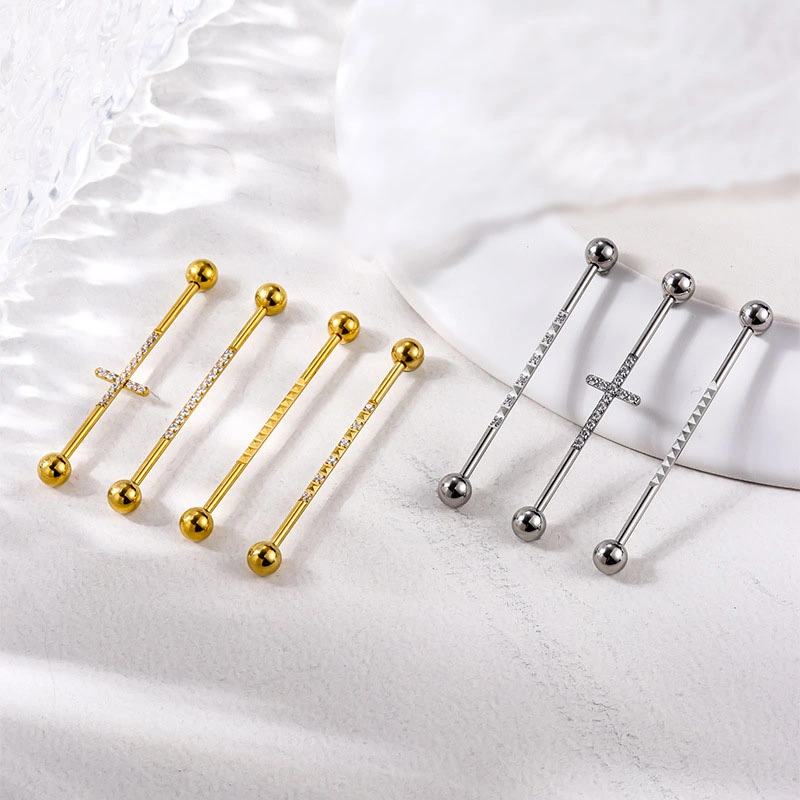 1.6x38x5mm Stainless Steel With Zirconia Cross Fashion Personalized Ear Bridge Studs Distributors